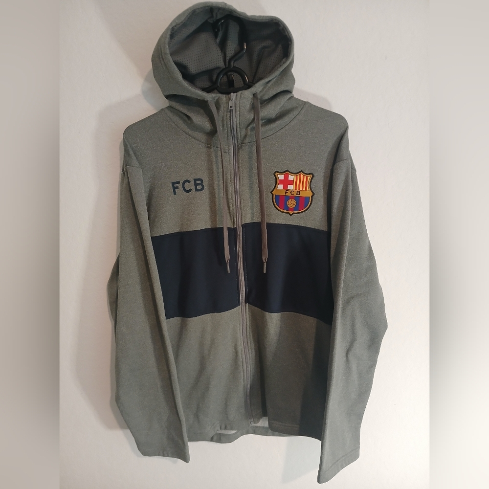 Fc Barcelona Zip Up Hoodie Mens Large